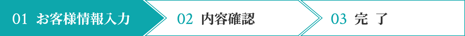 01お客様情報入力02内容確認03完  了